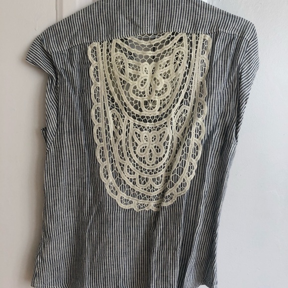 Anthropologie 100% Linen Top with Lace - Size XS - Picture 4 of 6